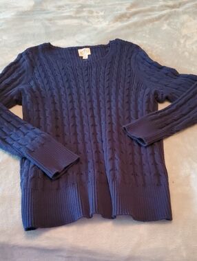 St. John's Bay Women's Cable Crewneck Sweater - Navy Blue